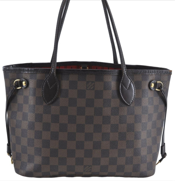 Authentic Louis Vuitton Damier Neverfull PM Shoulder Tote Bag N51109 LV J4296