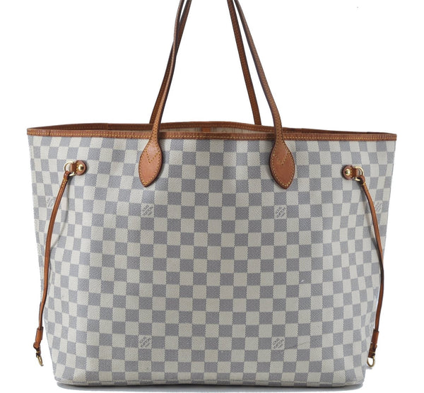 Authentic Louis Vuitton Damier Azur Neverfull GM N51108 Shoulder Tote Bag J7161