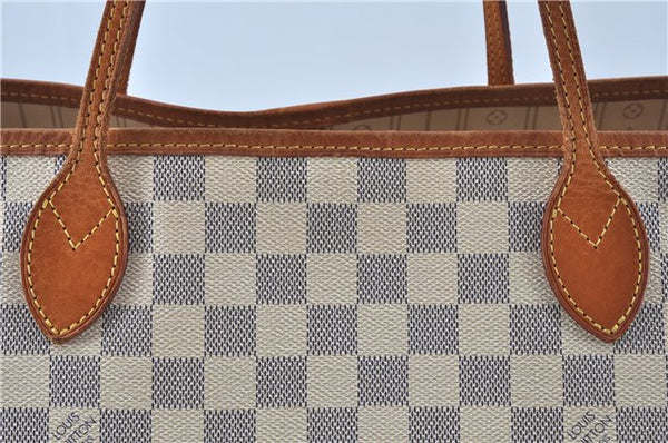 Authentic Louis Vuitton Damier Azur Neverfull GM N51108 Shoulder Tote Bag J7161