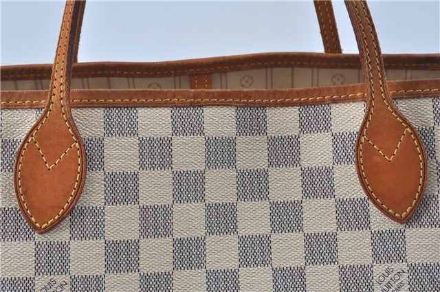 Authentic Louis Vuitton Damier Azur Neverfull GM N51108 Shoulder Tote Bag J7161