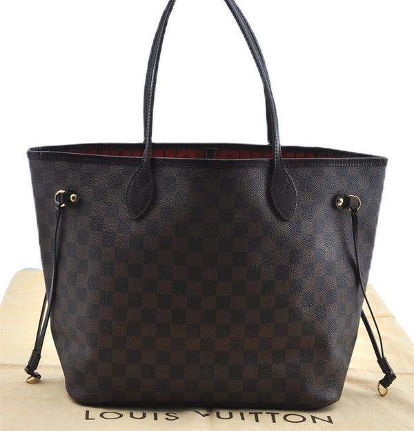 Authentic Louis Vuitton Damier Neverfull MM Shoulder Tote Bag N51105 LV J8804