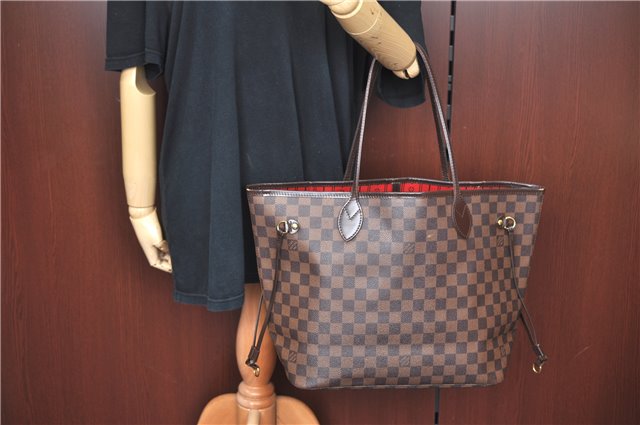 Authentic Louis Vuitton Damier Neverfull MM Shoulder Tote Bag N51105 LV J8804