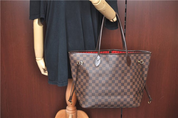 Authentic Louis Vuitton Damier Neverfull MM Shoulder Tote Bag N51105 LV J8804