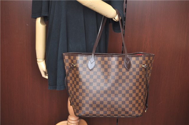 Authentic Louis Vuitton Damier Neverfull MM Shoulder Tote Bag N51105 LV J9681
