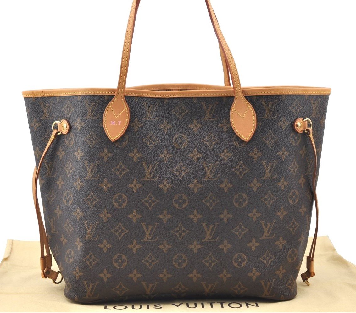 Authentic Louis Vuitton Monogram Neverfull MM Shoulder Tote Bag M40156 LV K4141
