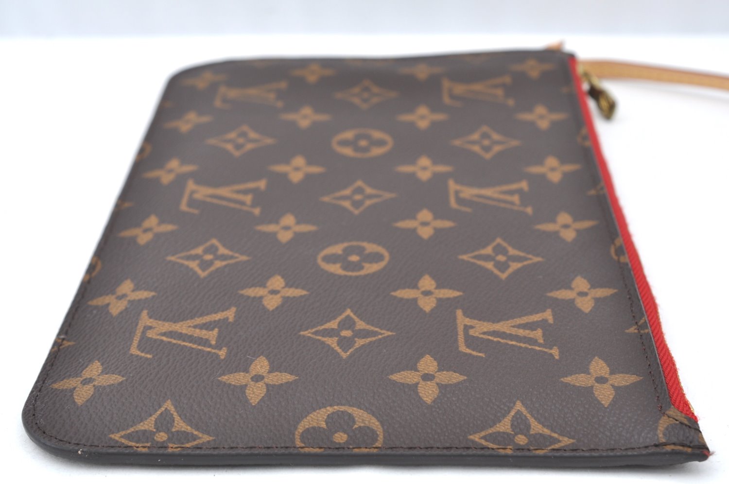 Authentic Louis Vuitton Monogram Neverfull Pouch Purse Clutch Bag Red LV K4383