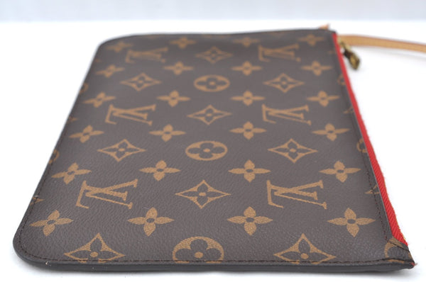 Authentic Louis Vuitton Monogram Neverfull Pouch Purse Clutch Bag Red LV K4383