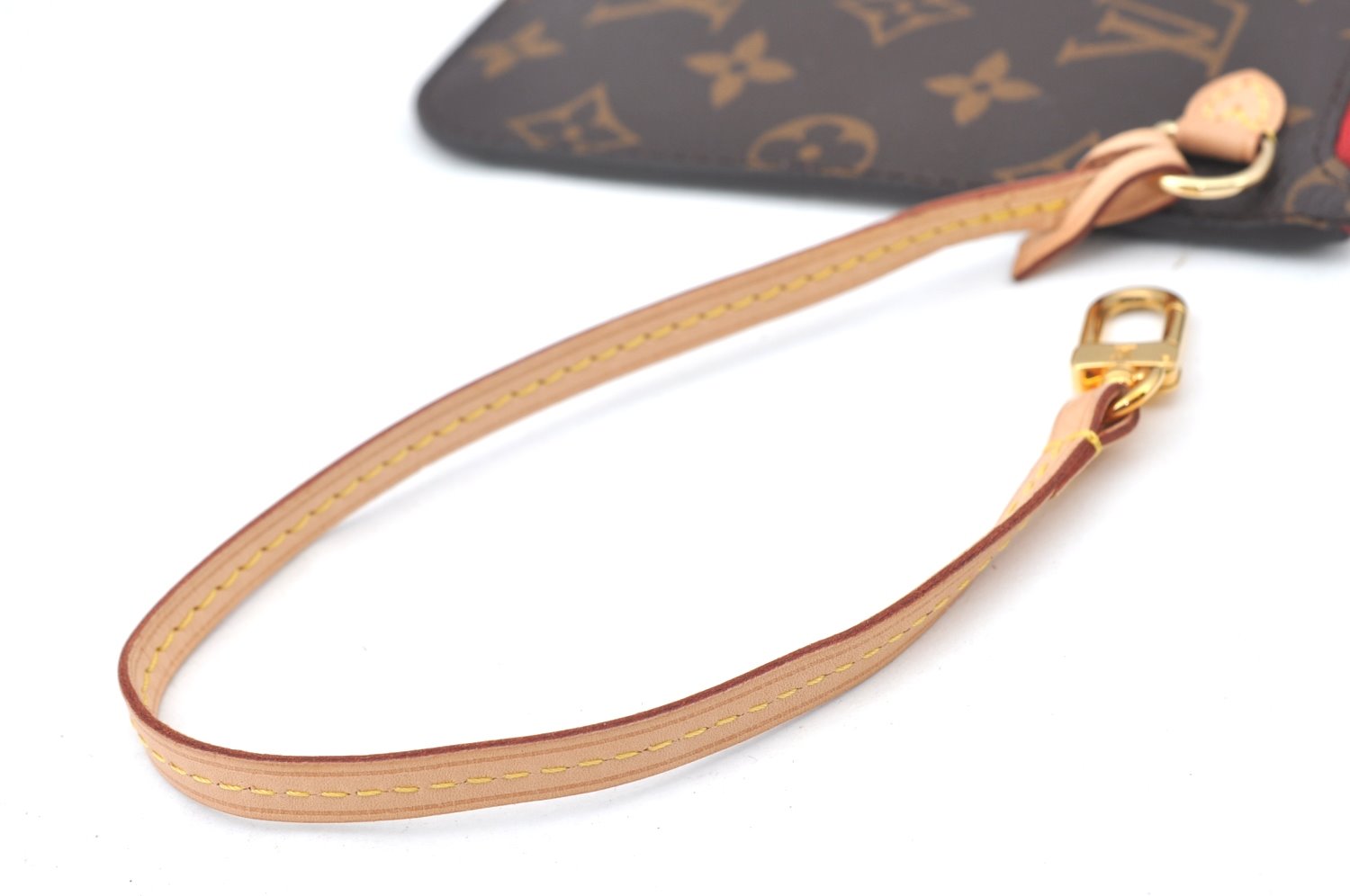 Authentic Louis Vuitton Monogram Neverfull Pouch Purse Clutch Bag Red LV K4383