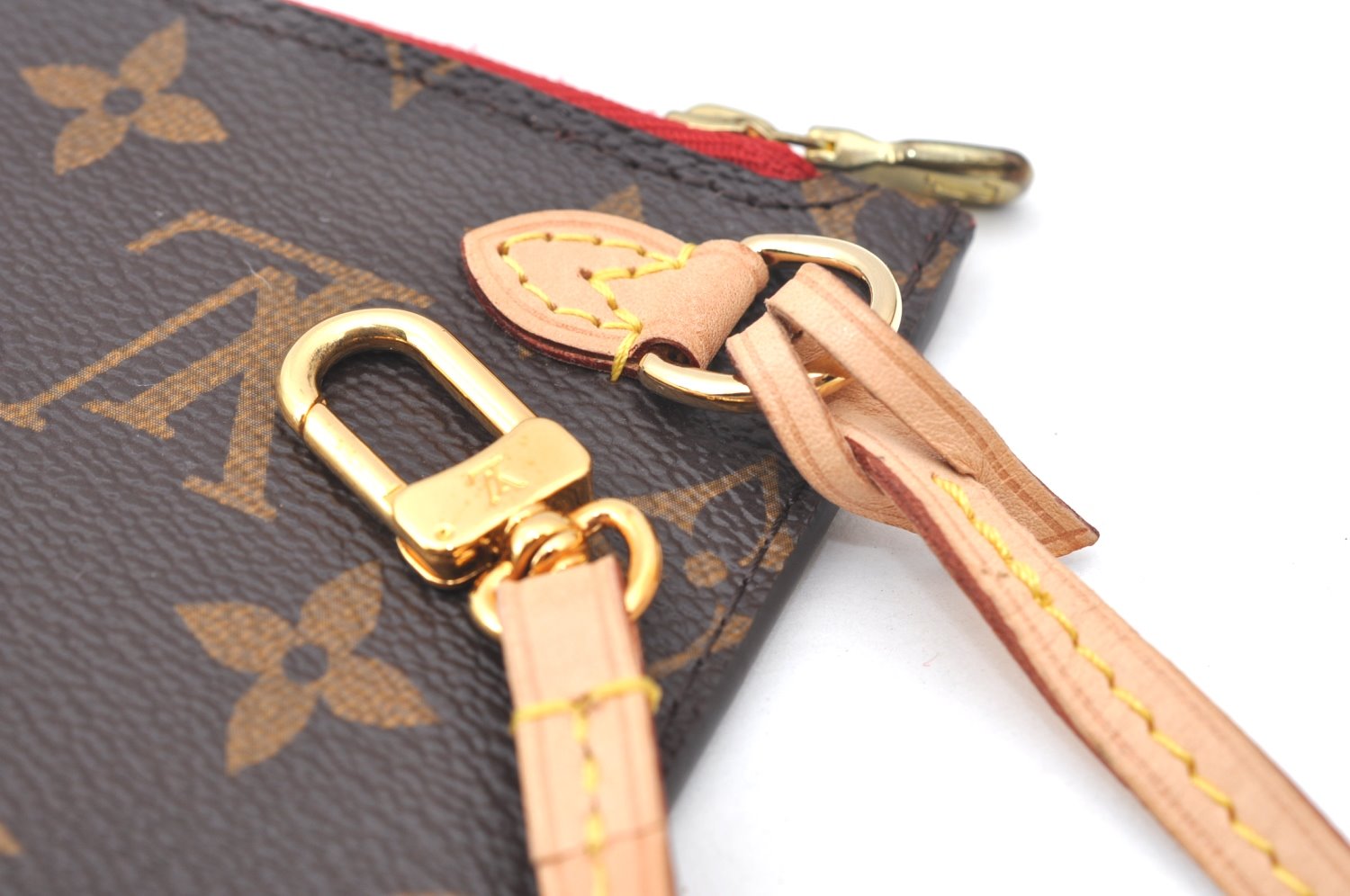 Authentic Louis Vuitton Monogram Neverfull Pouch Purse Clutch Bag Red LV K4383