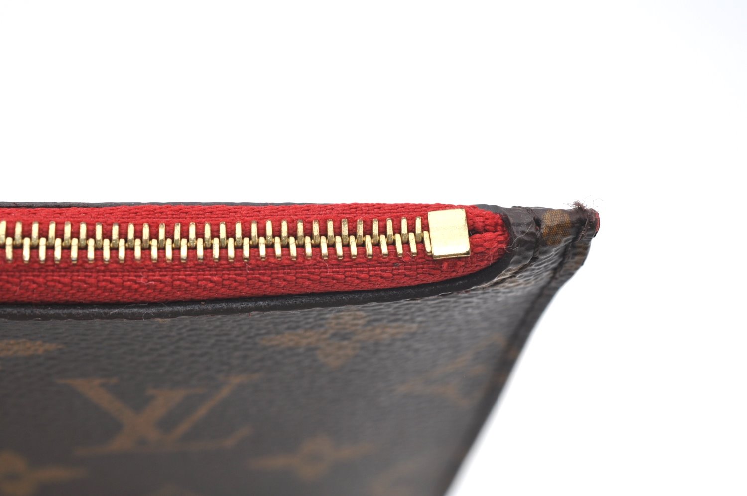 Authentic Louis Vuitton Monogram Neverfull Pouch Purse Clutch Bag Red LV K4383