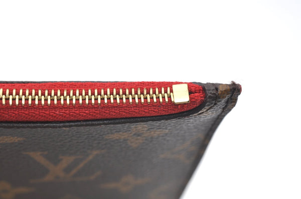 Authentic Louis Vuitton Monogram Neverfull Pouch Purse Clutch Bag Red LV K4383