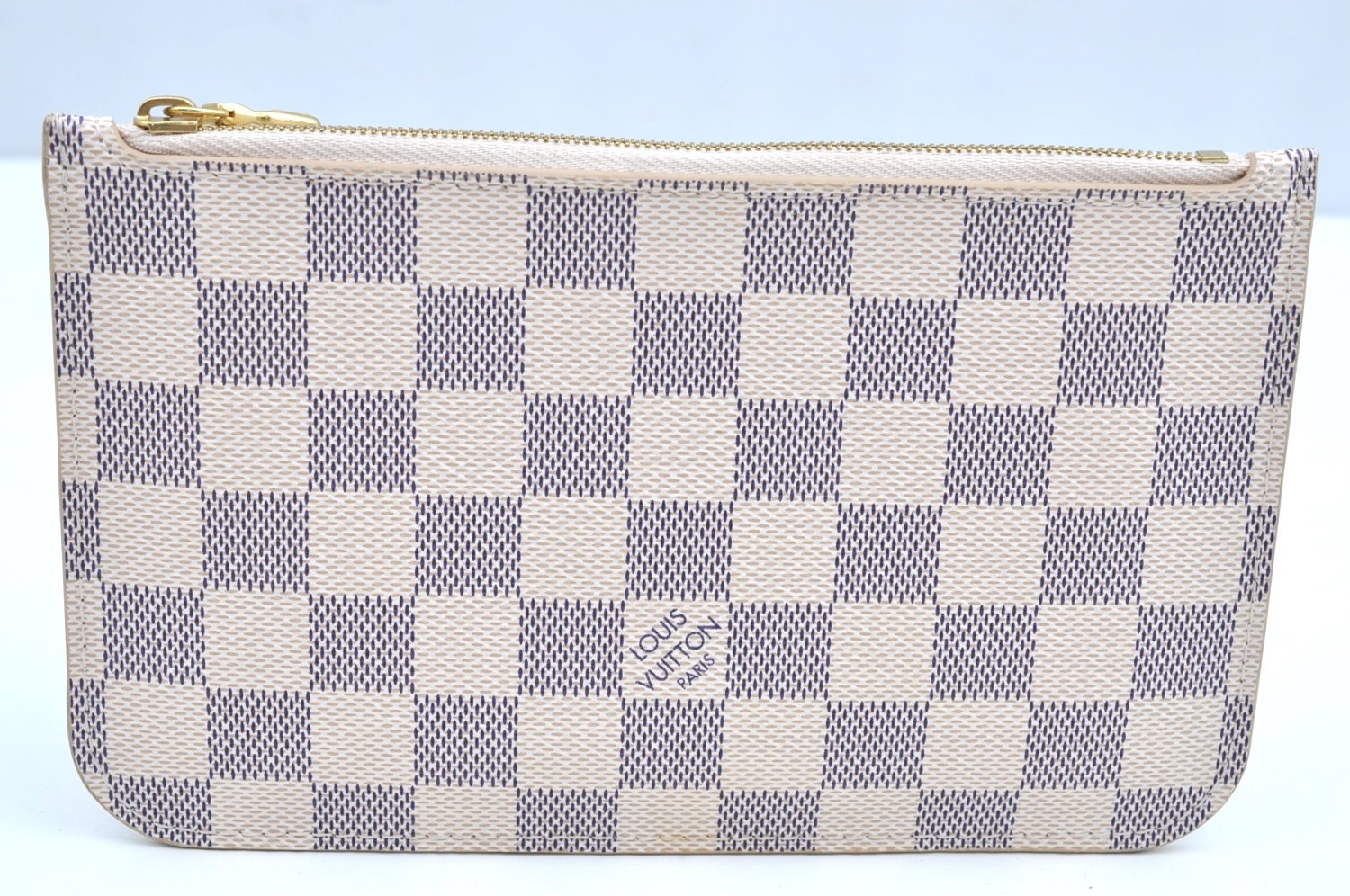 Authentic Louis Vuitton Damier Azur Neverfull Pouch Purse Clutch LV K4385