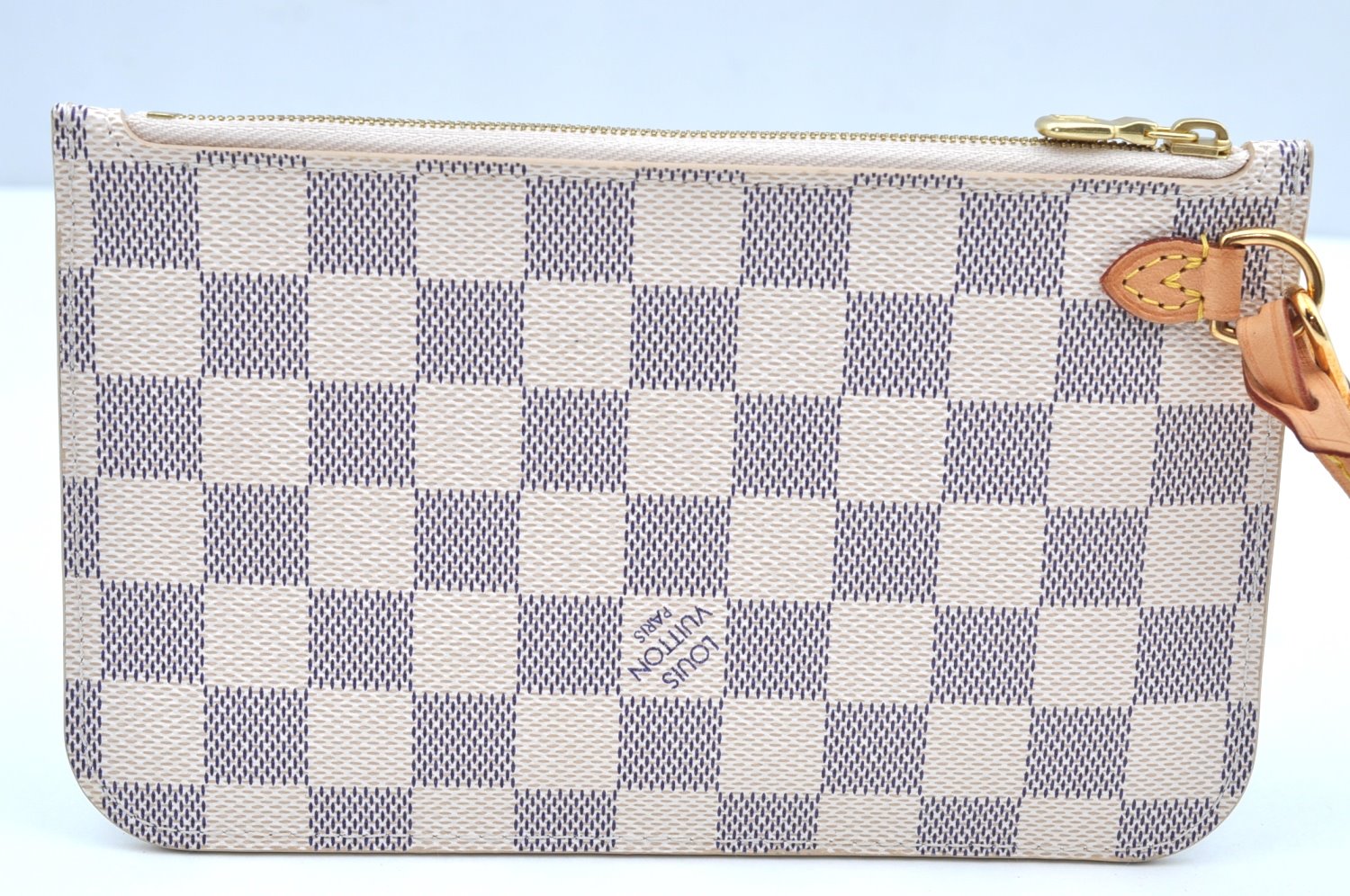 Authentic Louis Vuitton Damier Azur Neverfull Pouch Purse Clutch LV K4385