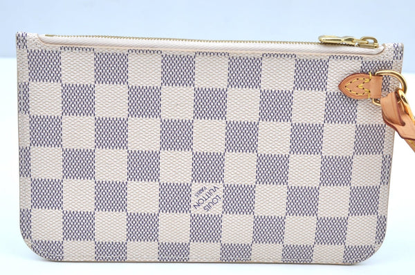 Authentic Louis Vuitton Damier Azur Neverfull Pouch Purse Clutch LV K4385