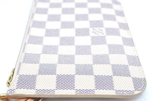 Authentic Louis Vuitton Damier Azur Neverfull Pouch Purse Clutch LV K4385