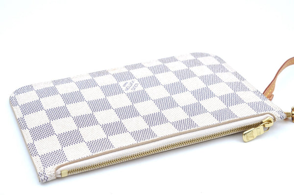 Authentic Louis Vuitton Damier Azur Neverfull Pouch Purse Clutch LV K4385