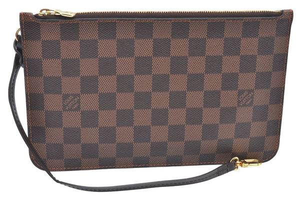 Authentic Louis Vuitton Damier Neverfull Pouch Purse Clutch Bag LV K4386