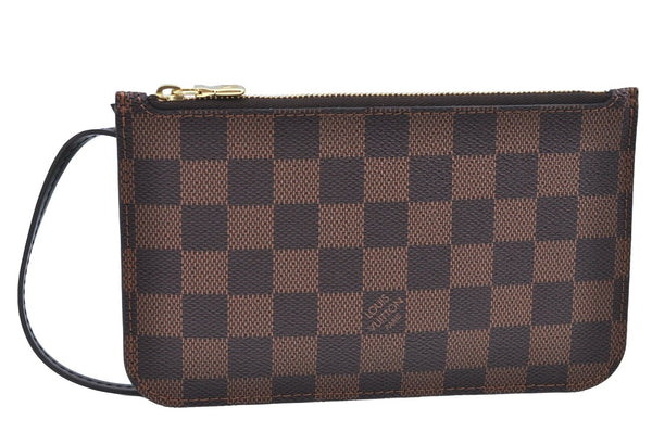 Authentic Louis Vuitton Damier Neverfull Pouch Purse Clutch Bag LV K4389