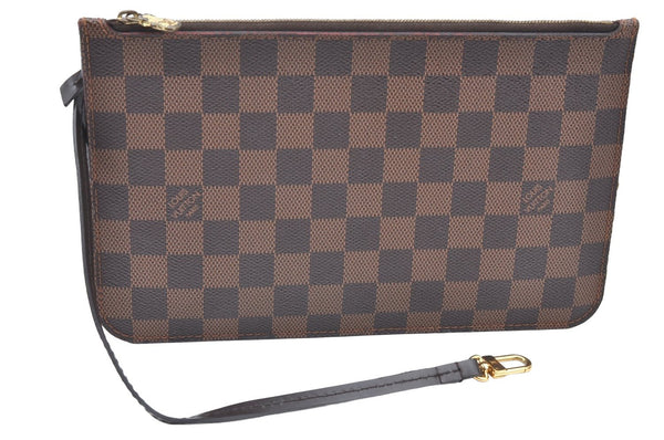 Authentic Louis Vuitton Damier Neverfull Pouch Purse Clutch Bag LV K4395