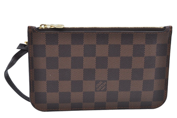 Authentic Louis Vuitton Damier Neverfull Pouch Purse Clutch Bag LV K4399