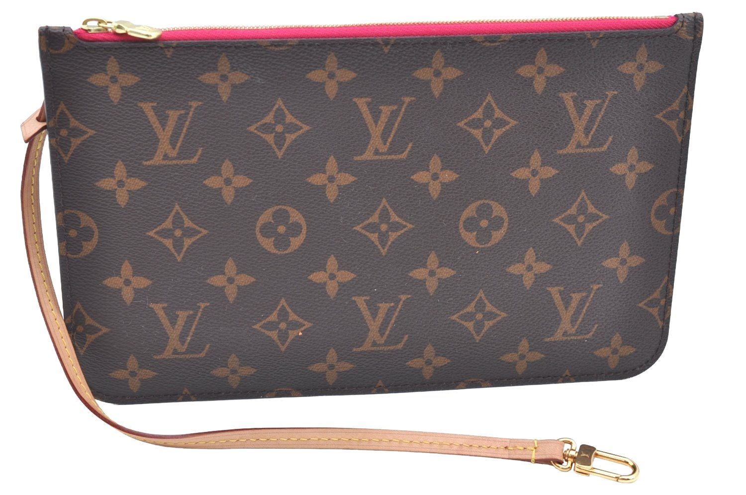 Authentic Louis Vuitton Monogram Neverfull Pouch Purse Clutch Bag Pink LV K4404