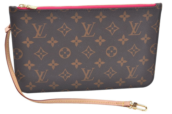 Authentic Louis Vuitton Monogram Neverfull Pouch Purse Clutch Bag Pink LV K4404