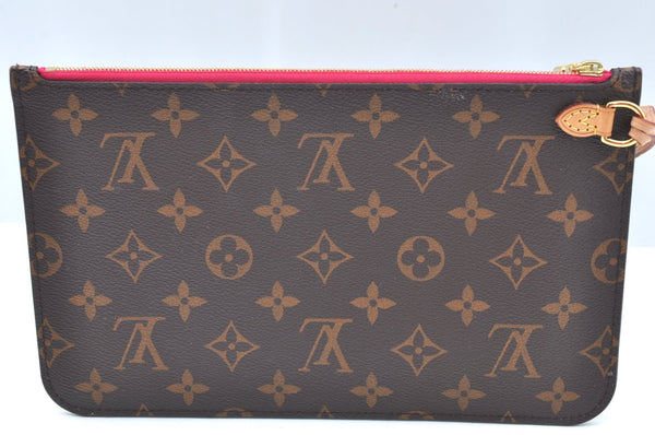 Authentic Louis Vuitton Monogram Neverfull Pouch Purse Clutch Bag Pink LV K4404