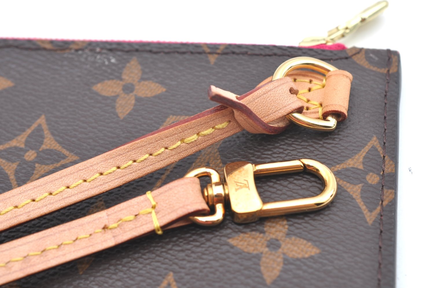 Authentic Louis Vuitton Monogram Neverfull Pouch Purse Clutch Bag Pink LV K4404