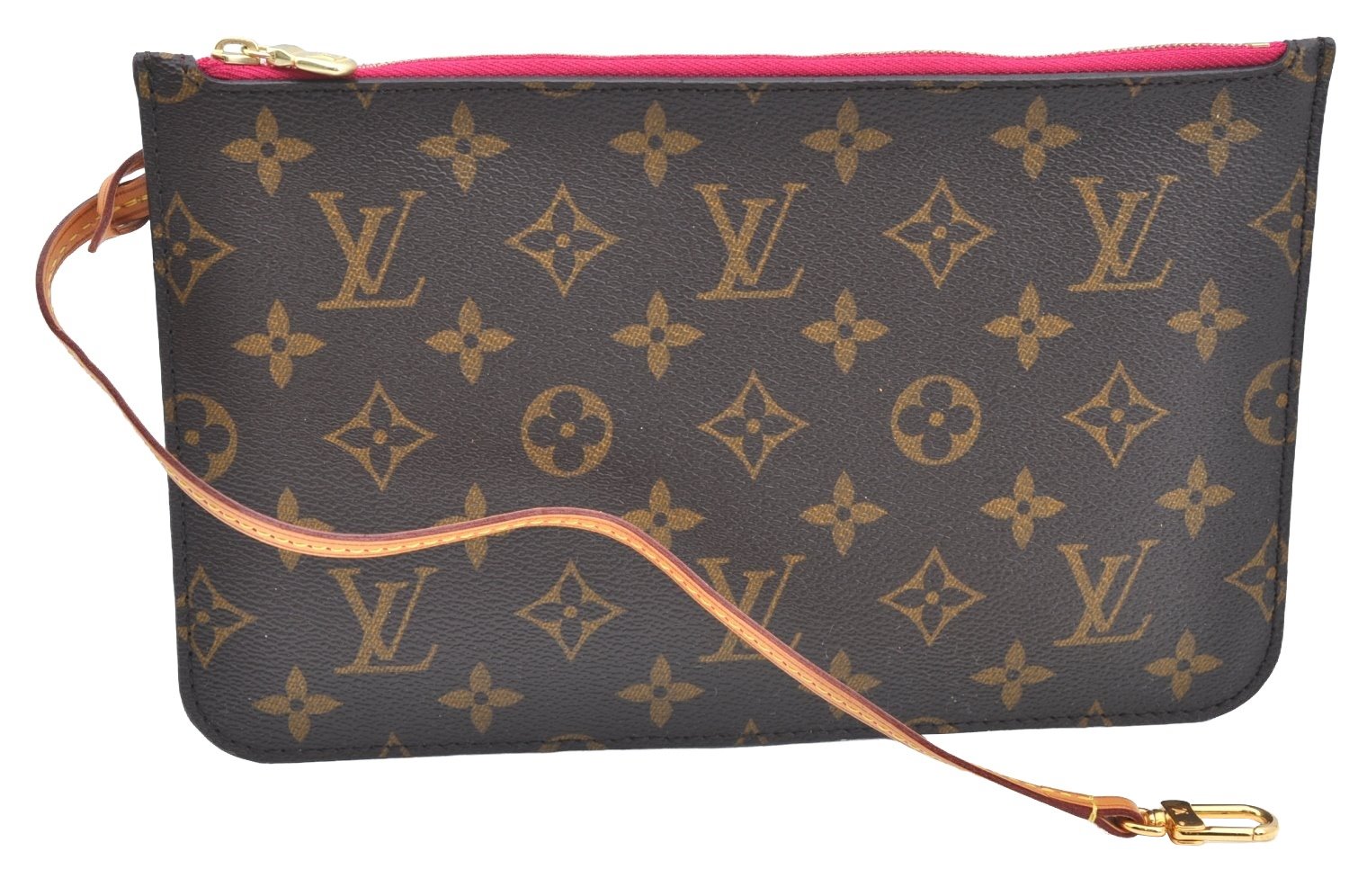 Authentic Louis Vuitton Monogram Neverfull Pouch Purse Clutch Bag Pink LV K4405