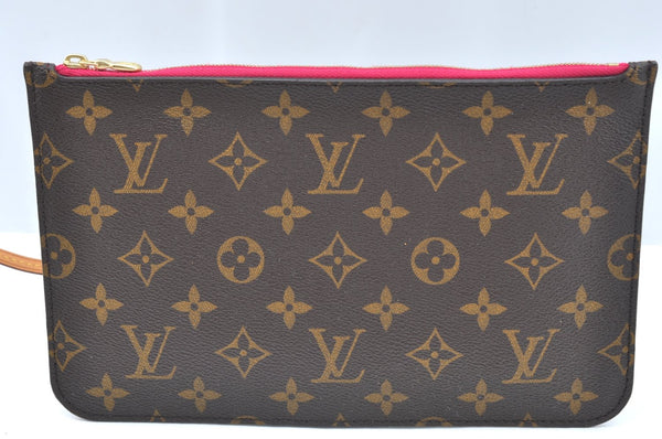 Authentic Louis Vuitton Monogram Neverfull Pouch Purse Clutch Bag Pink LV K4405