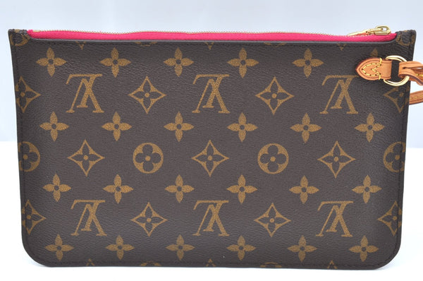Authentic Louis Vuitton Monogram Neverfull Pouch Purse Clutch Bag Pink LV K4405