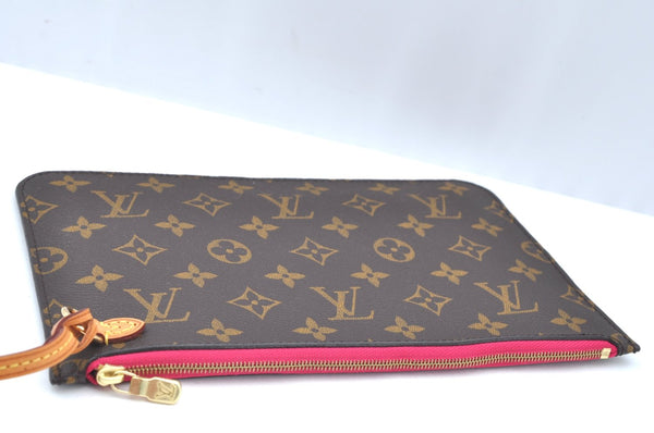 Authentic Louis Vuitton Monogram Neverfull Pouch Purse Clutch Bag Pink LV K4405