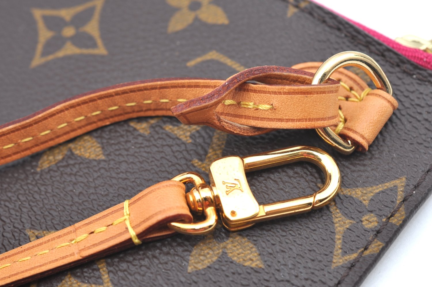 Authentic Louis Vuitton Monogram Neverfull Pouch Purse Clutch Bag Pink LV K4405