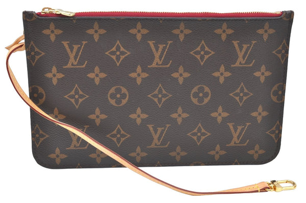 Authentic Louis Vuitton Monogram Neverfull Pouch Purse Clutch Bag Purple K4407