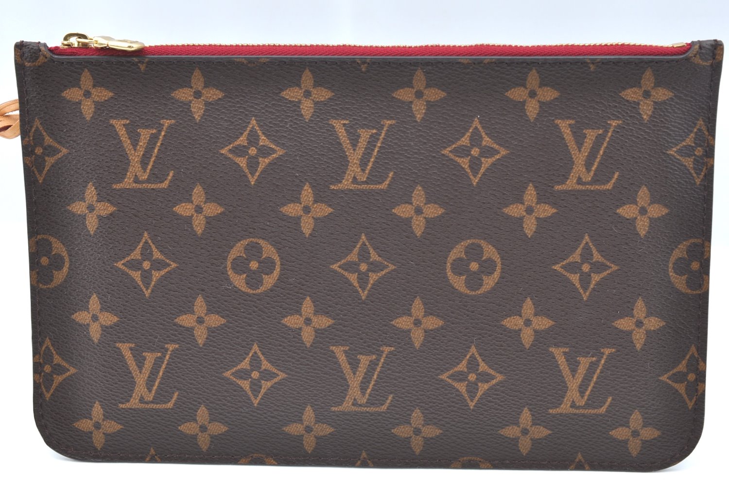 Authentic Louis Vuitton Monogram Neverfull Pouch Purse Clutch Bag Purple K4407