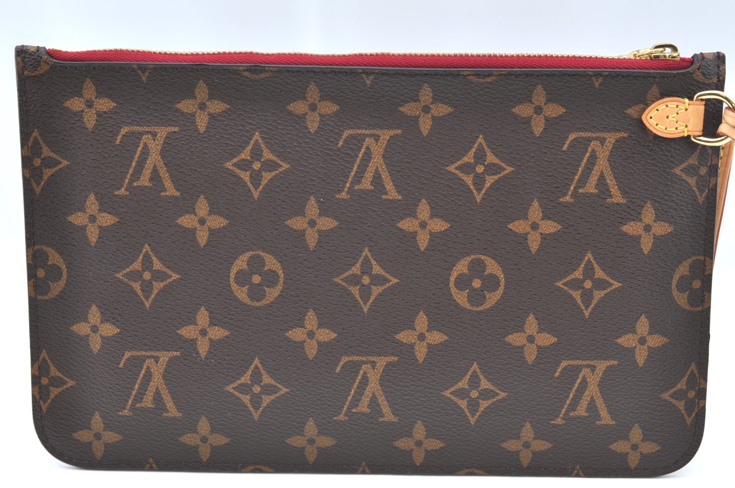 Authentic Louis Vuitton Monogram Neverfull Pouch Purse Clutch Bag Purple K4407