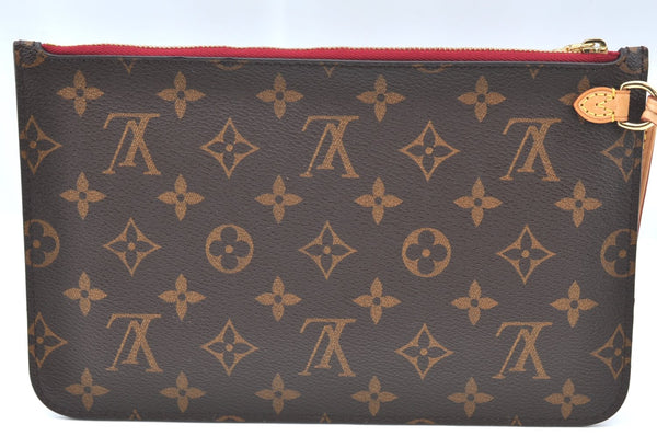 Authentic Louis Vuitton Monogram Neverfull Pouch Purse Clutch Bag Purple K4407