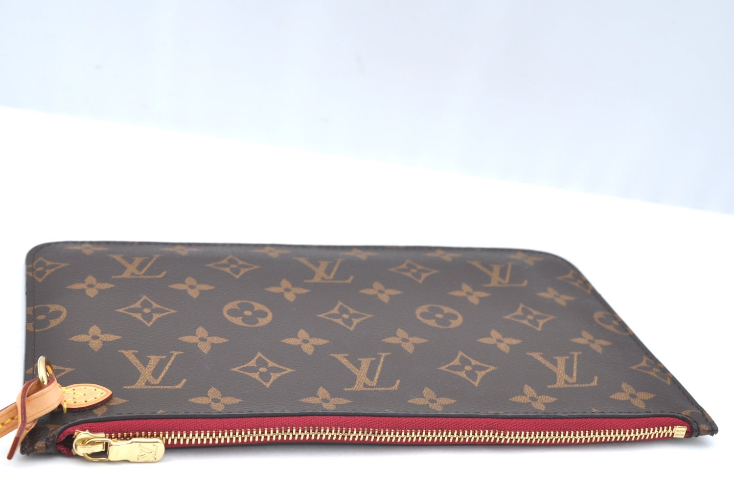 Authentic Louis Vuitton Monogram Neverfull Pouch Purse Clutch Bag Purple K4407
