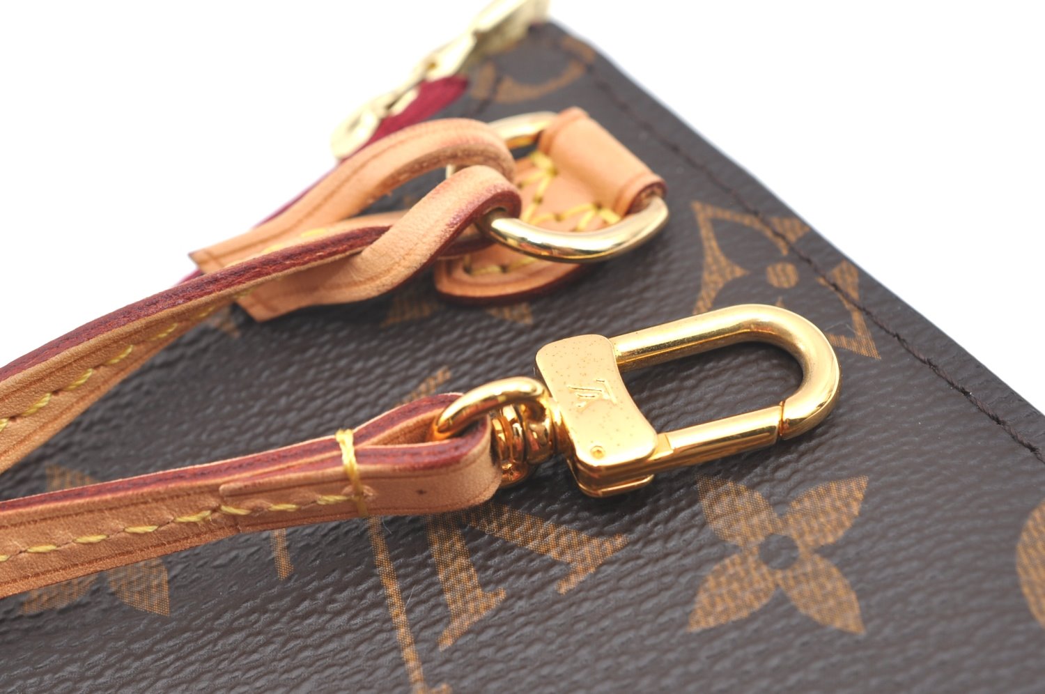 Authentic Louis Vuitton Monogram Neverfull Pouch Purse Clutch Bag Purple K4407