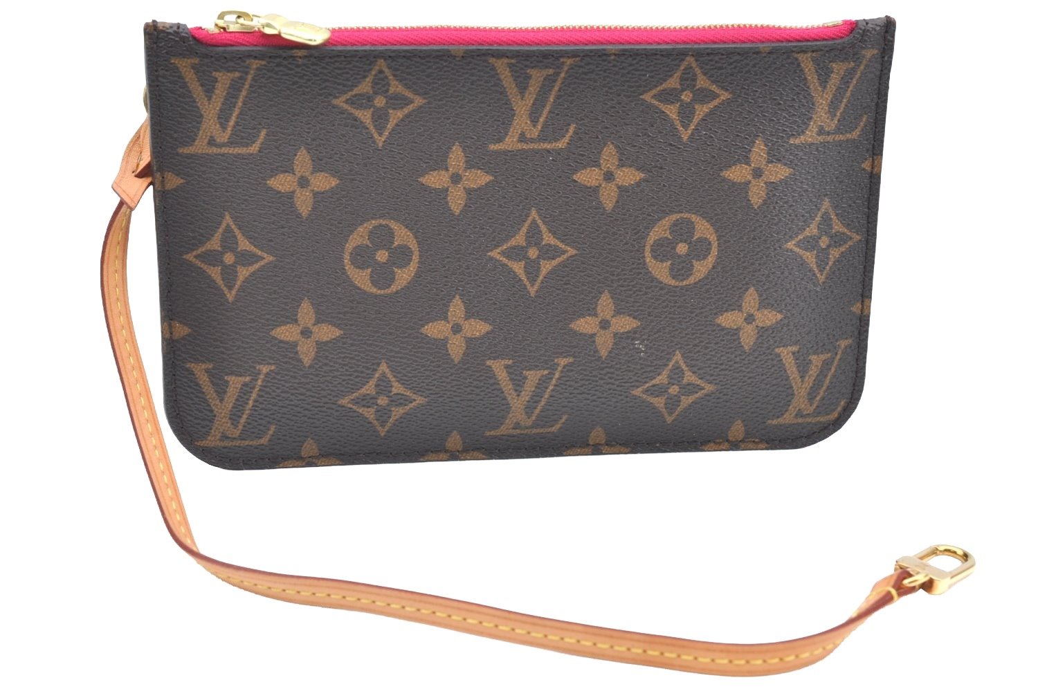 Authentic Louis Vuitton Monogram Neverfull Pouch Purse Clutch Bag Pink LV K4408