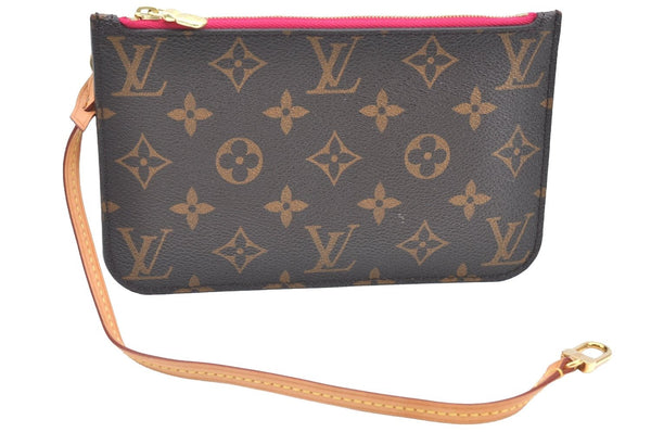 Authentic Louis Vuitton Monogram Neverfull Pouch Purse Clutch Bag Pink LV K4408