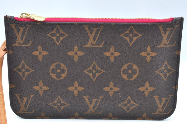 Authentic Louis Vuitton Monogram Neverfull Pouch Purse Clutch Bag Pink LV K4408