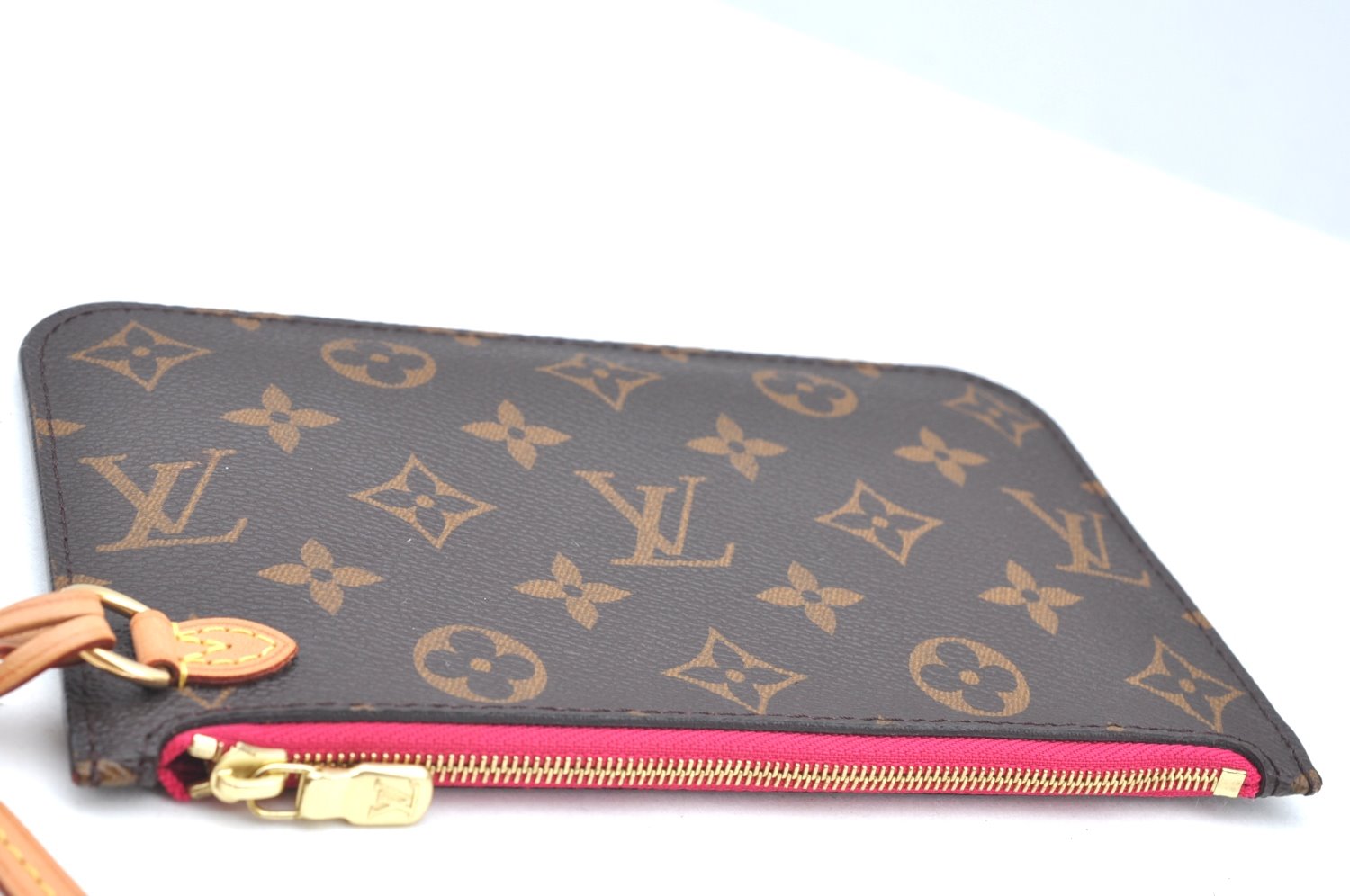 Authentic Louis Vuitton Monogram Neverfull Pouch Purse Clutch Bag Pink LV K4408