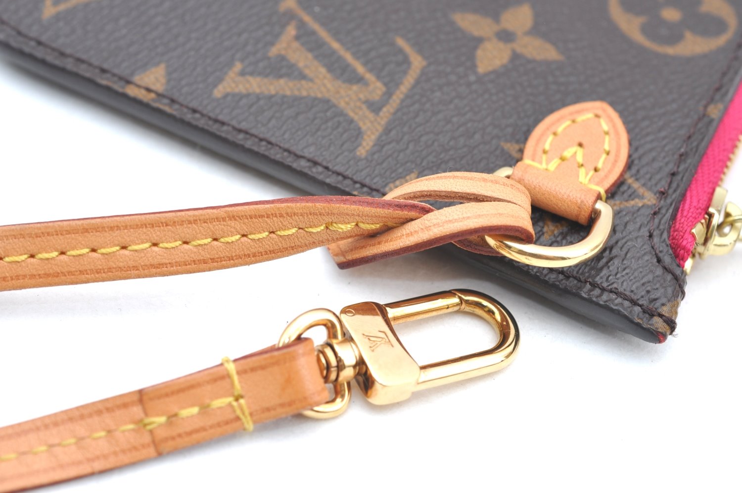 Authentic Louis Vuitton Monogram Neverfull Pouch Purse Clutch Bag Pink LV K4408