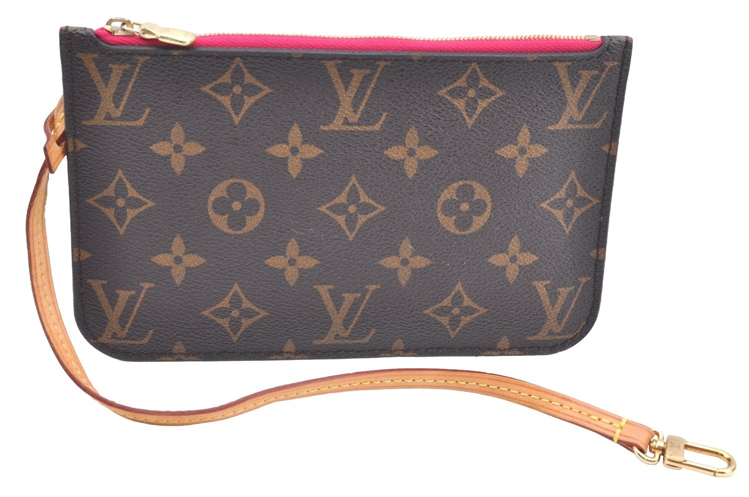 Authentic Louis Vuitton Monogram Neverfull Pouch Purse Clutch Bag Pink LV K4409