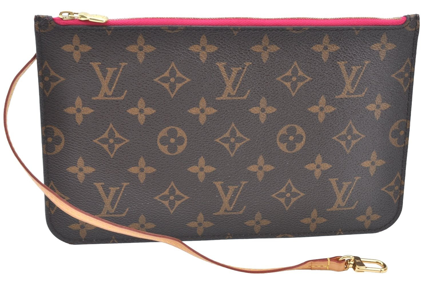 Authentic Louis Vuitton Monogram Neverfull Pouch Purse Clutch Bag Pink LV K4410