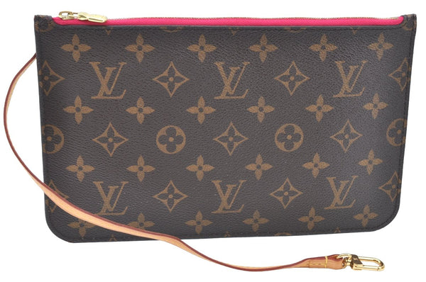 Authentic Louis Vuitton Monogram Neverfull Pouch Purse Clutch Bag Pink LV K4410