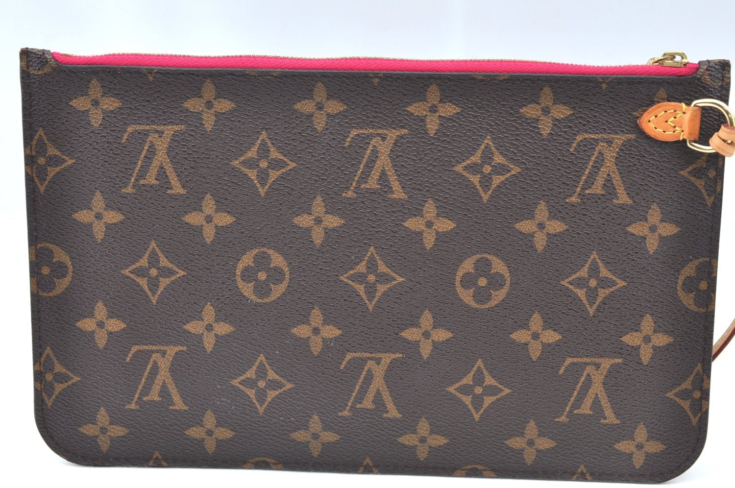 Authentic Louis Vuitton Monogram Neverfull Pouch Purse Clutch Bag Pink LV K4410