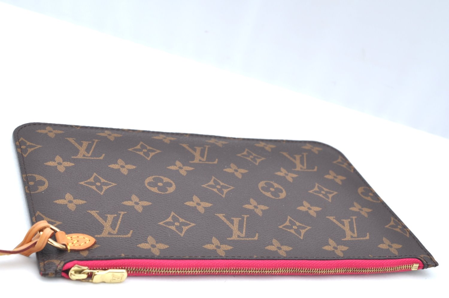 Authentic Louis Vuitton Monogram Neverfull Pouch Purse Clutch Bag Pink LV K4410