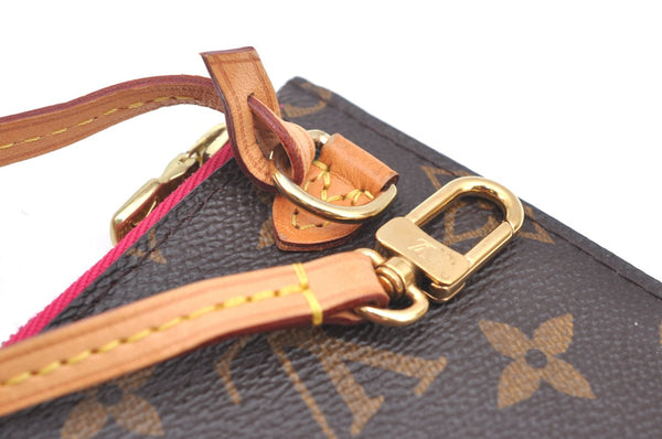 Authentic Louis Vuitton Monogram Neverfull Pouch Purse Clutch Bag Pink LV K4410